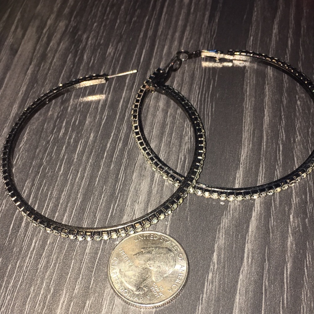 Silver tone hoops